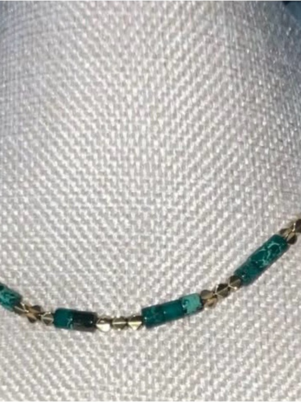 Green Bead Necklace with Gold Accent Stainless Steel #40 - Picture 2 of 5